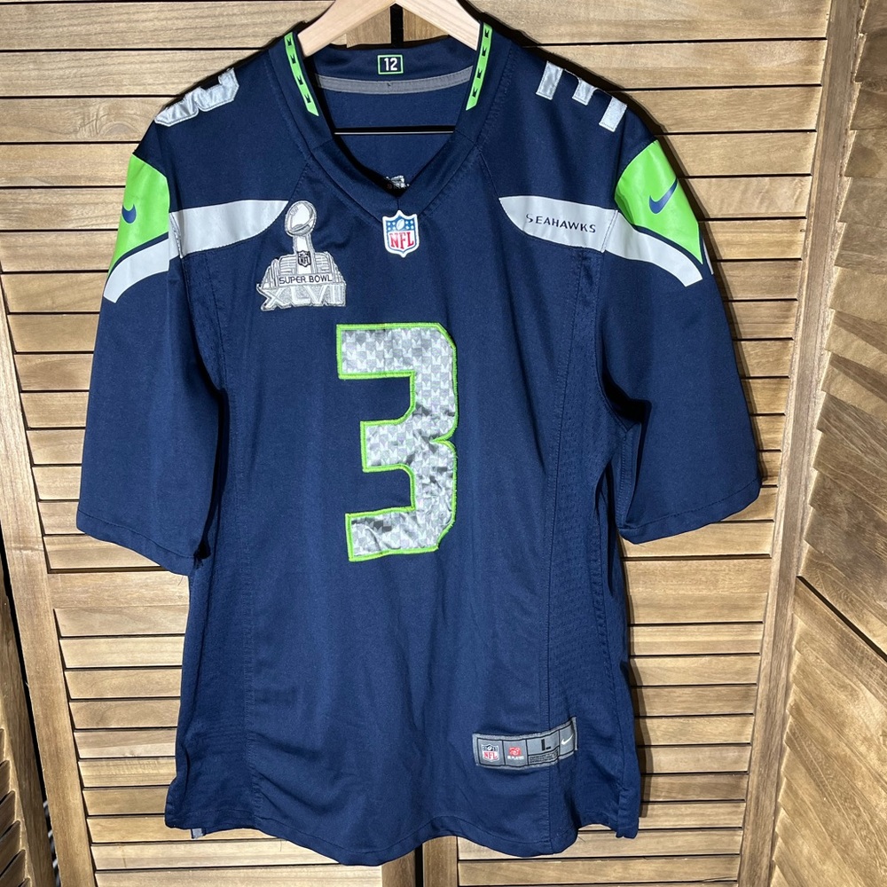 Seattle Seahawks Russel Wilson Super Bowl Patch Nike Jersey